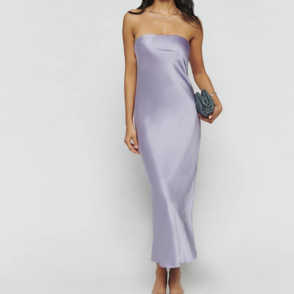 Reformation Joana Silk Dress in Aura NWT